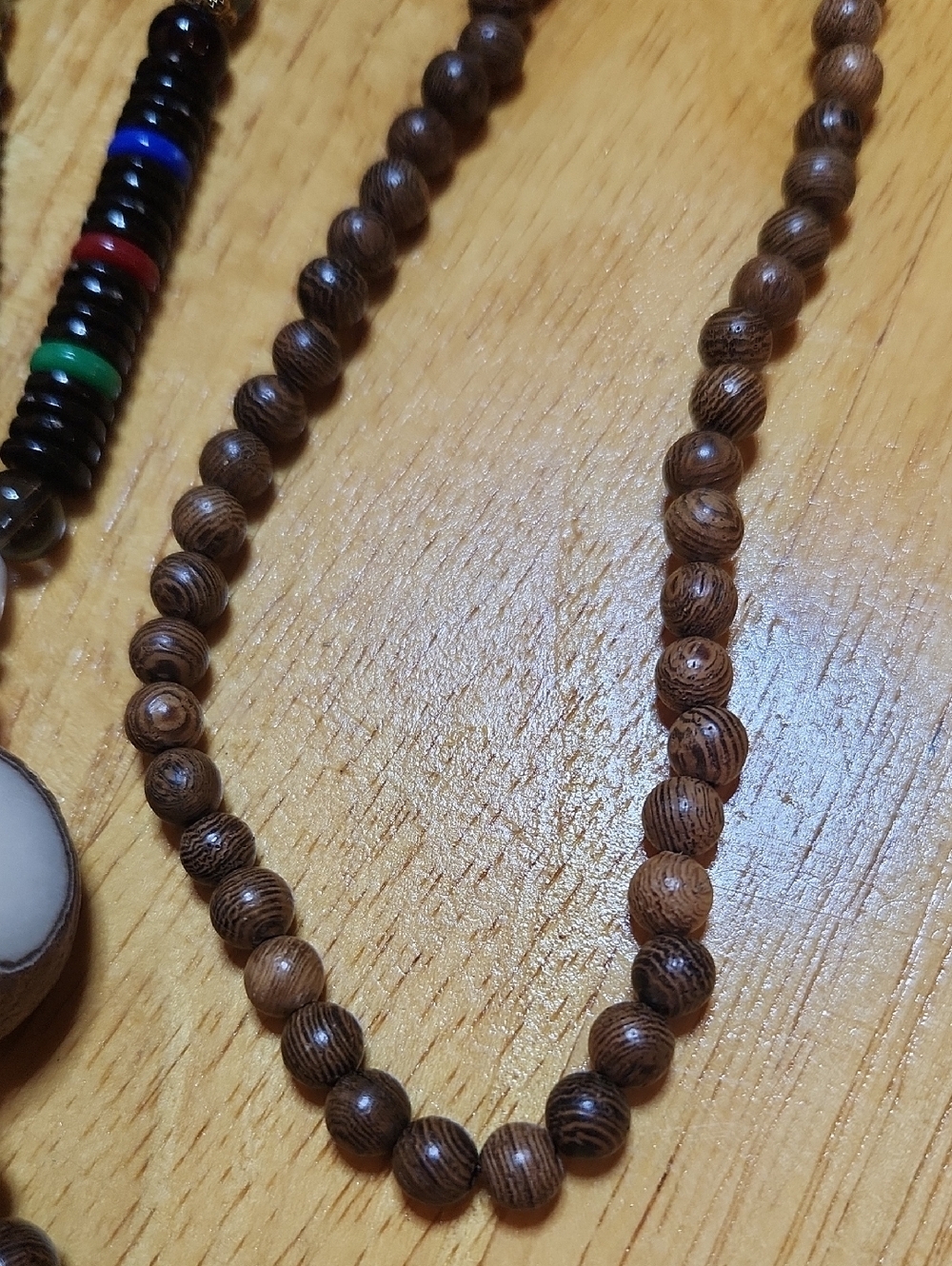 Bohemian Brown Bead Necklace with Turquoise Accents - Picture 3 of 4